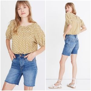Madewell High Rise Denim Mid Length Frayed Shorts Size 26